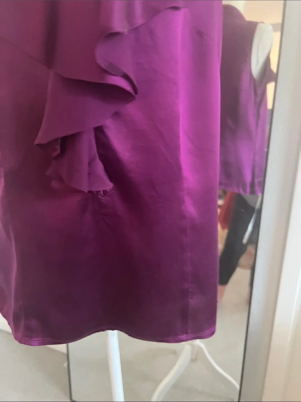 Ann Taylor Satin Ruffle V-Neck Camisole - Purple - Picture 5 of 8